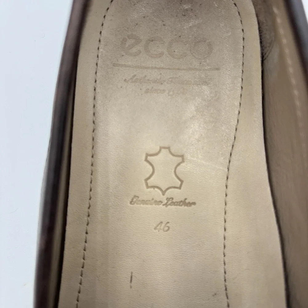ECCO Coffee Brown Leather Classic Comfort Driving Loafer Mens EU‎ 46 US 12/12.5